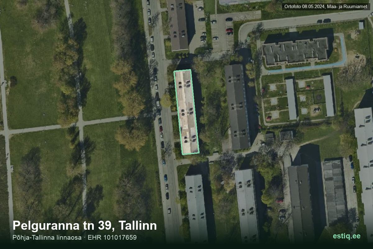 Pelguranna tänav 39, Tallinn – hoone aerofoto, kontuur ehitisregistri (EHR) andmetest
