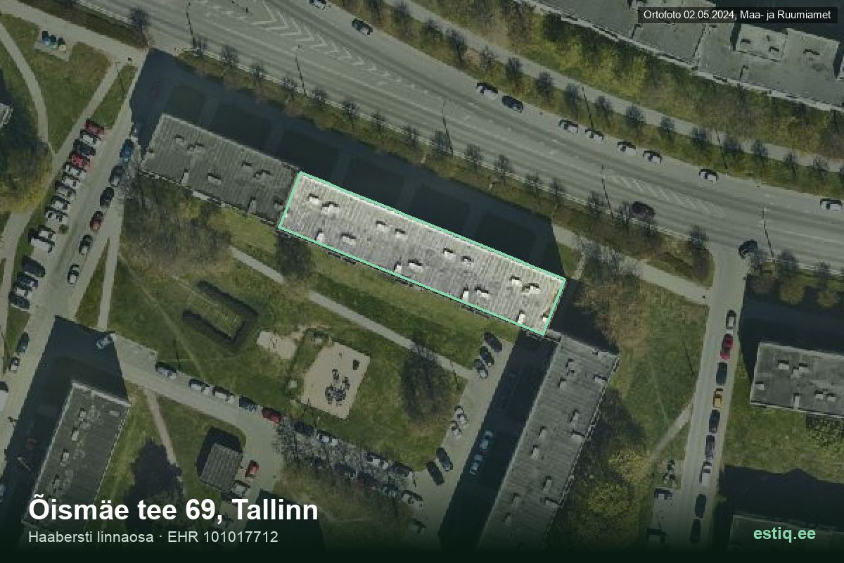 Õismäe tee 69, Tallinn – ilmakuva rakennuksesta, ääriviiva rakennusrekisteristä (EHR)