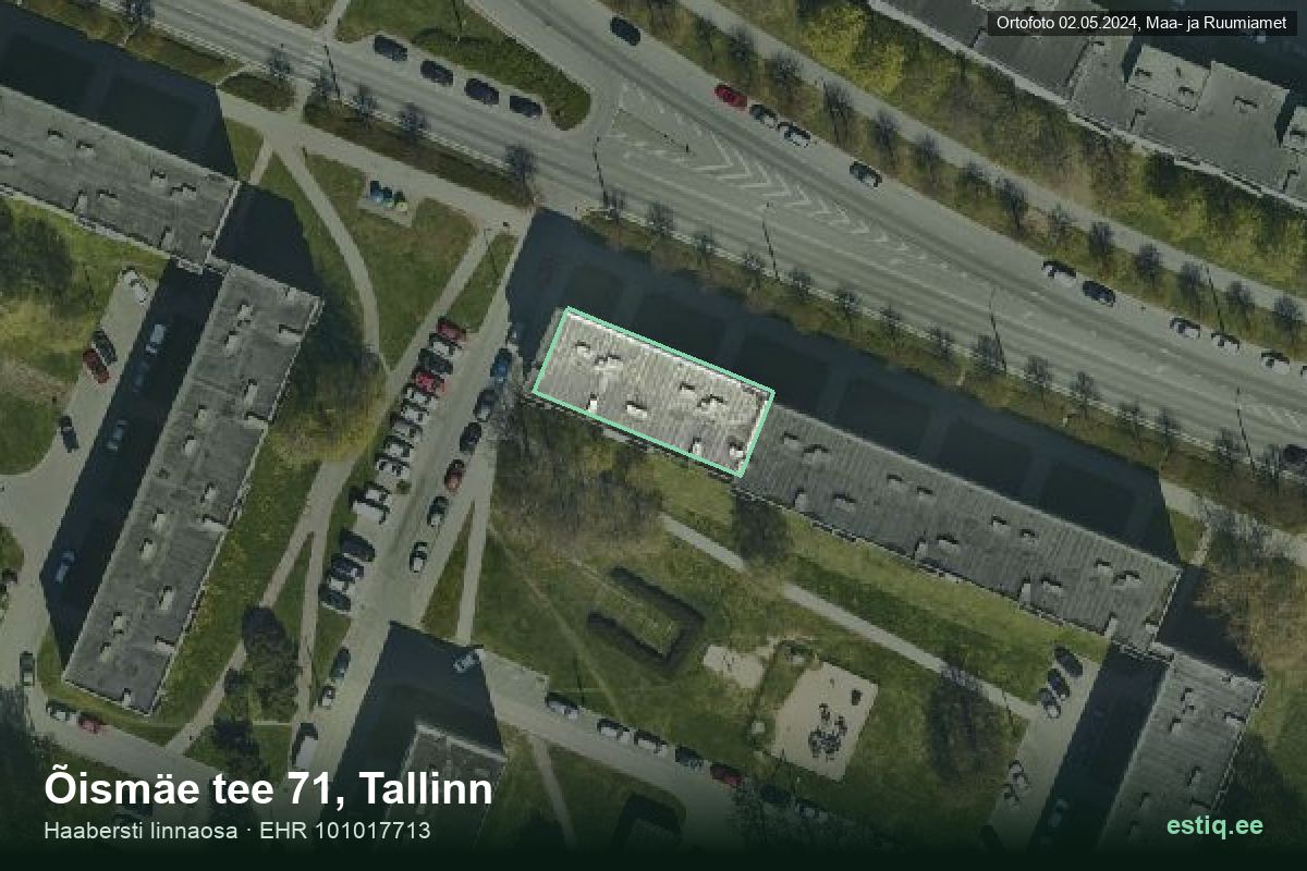 Õismäe tee 71, Tallinn – ilmakuva rakennuksesta, ääriviiva rakennusrekisteristä (EHR)