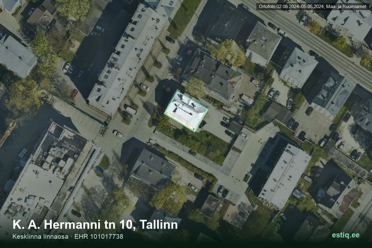 K. A. Hermanni tänav 10, Tallinn – aerial photo of the building, outline from the Building Register (EHR)