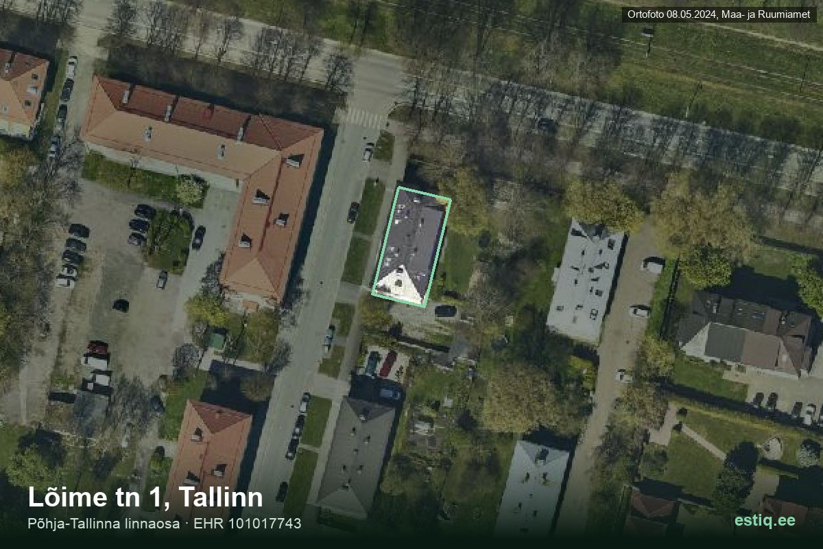 Lõime tänav 1, Tallinn – hoone aerofoto, kontuur ehitisregistri (EHR) andmetest