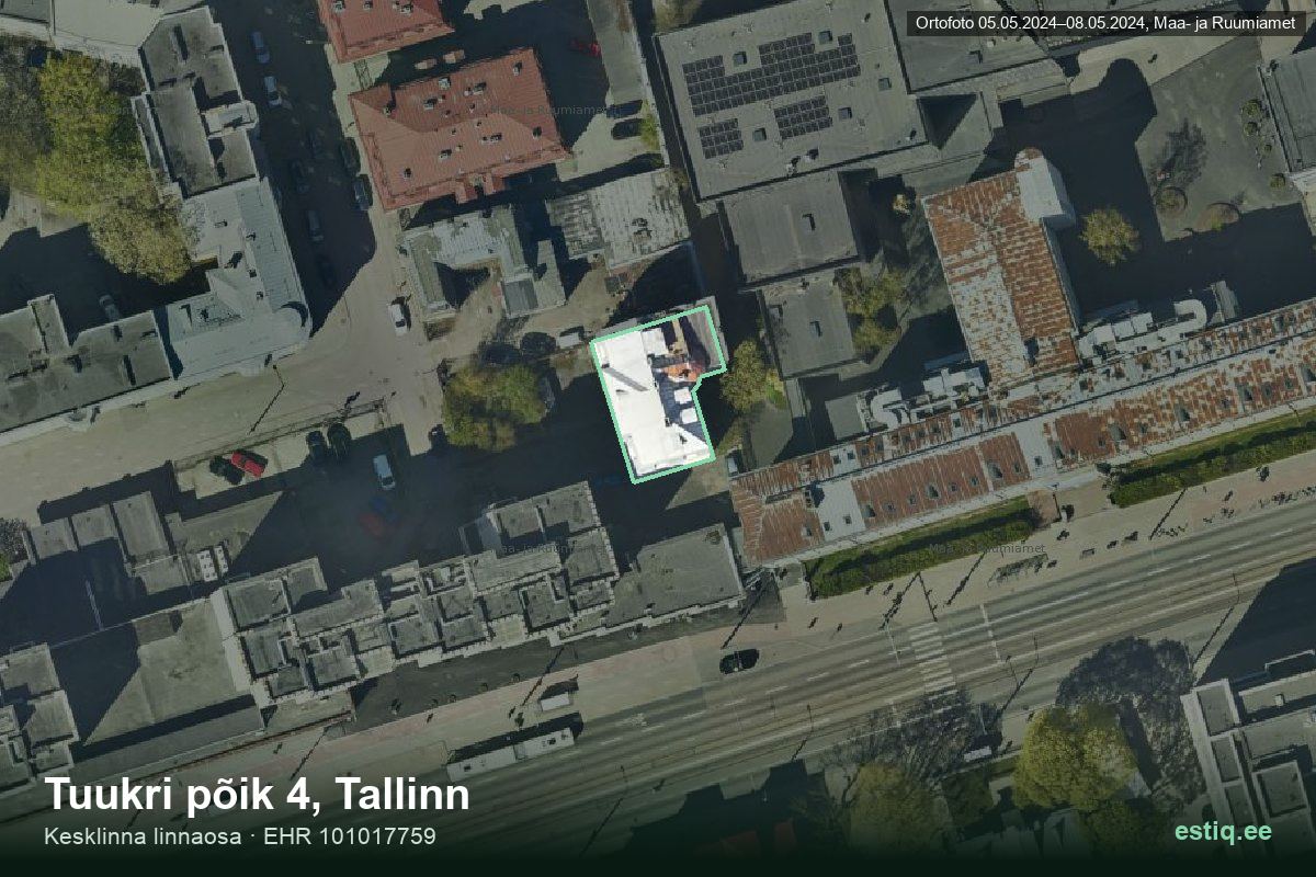 Tuukri põik 4, Tallinn – ilmakuva rakennuksesta, ääriviiva rakennusrekisteristä (EHR)