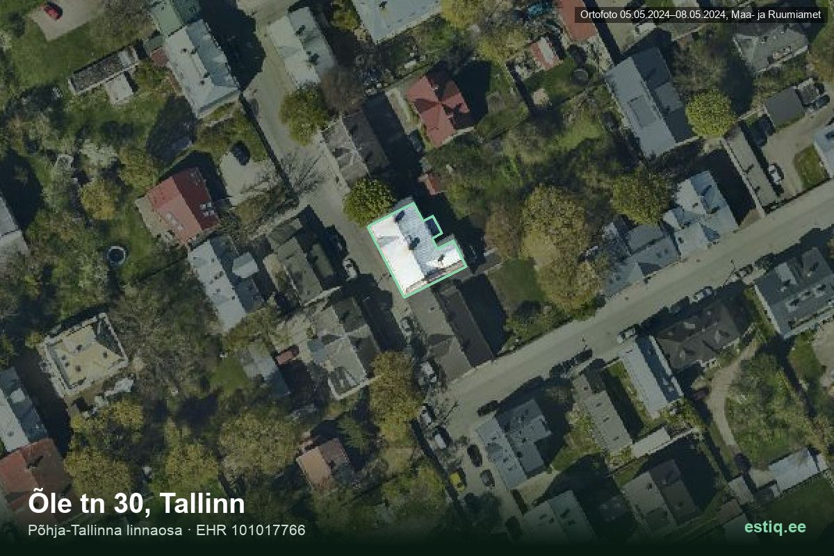 Õle tänav 30, Tallinn – hoone aerofoto, kontuur ehitisregistri (EHR) andmetest