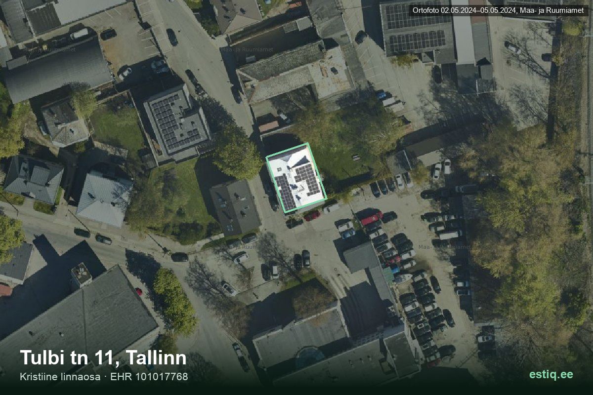 Tulbi tänav 11, Tallinn – aerial photo of the building, outline from the Building Register (EHR)