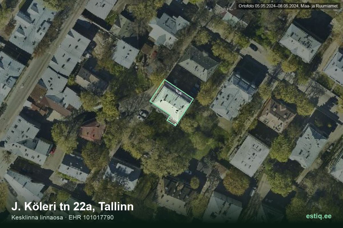 J. Köleri tänav 22a, Tallinn – hoone aerofoto, kontuur ehitisregistri (EHR) andmetest