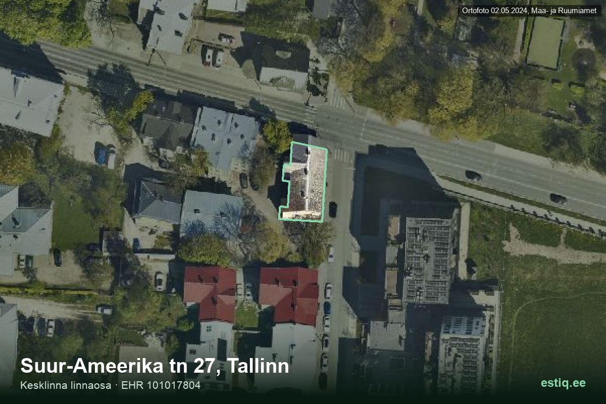 Suur-Ameerika tänav 27, Tallinn – aerial photo of the building, outline from the Building Register (EHR)