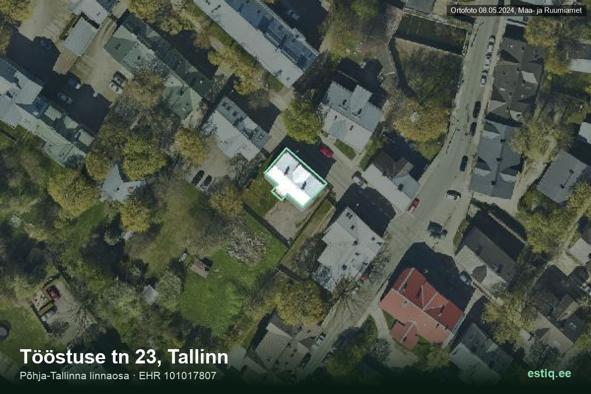 Tööstuse tänav 23, Tallinn – hoone aerofoto, kontuur ehitisregistri (EHR) andmetest
