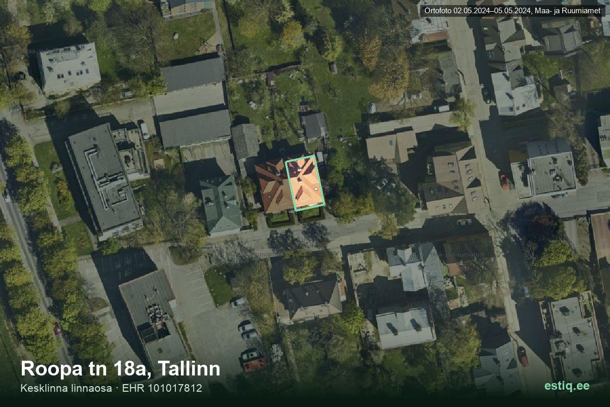 Roopa tänav 18a, Tallinn – ilmakuva rakennuksesta, ääriviiva rakennusrekisteristä (EHR)