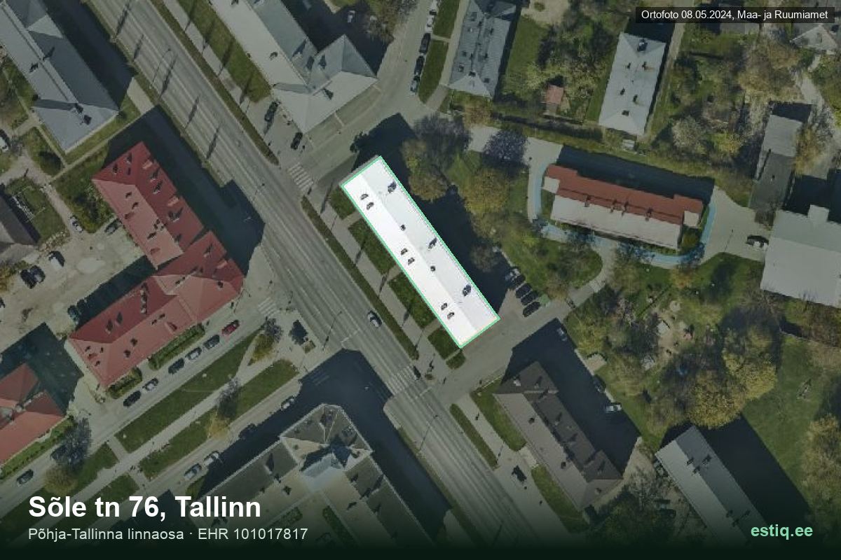 Sõle tänav 76, Tallinn – hoone aerofoto, kontuur ehitisregistri (EHR) andmetest