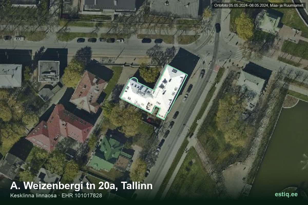 A. Weizenbergi tänav 20a, Tallinn – hoone aerofoto, kontuur ehitisregistri (EHR) andmetest
