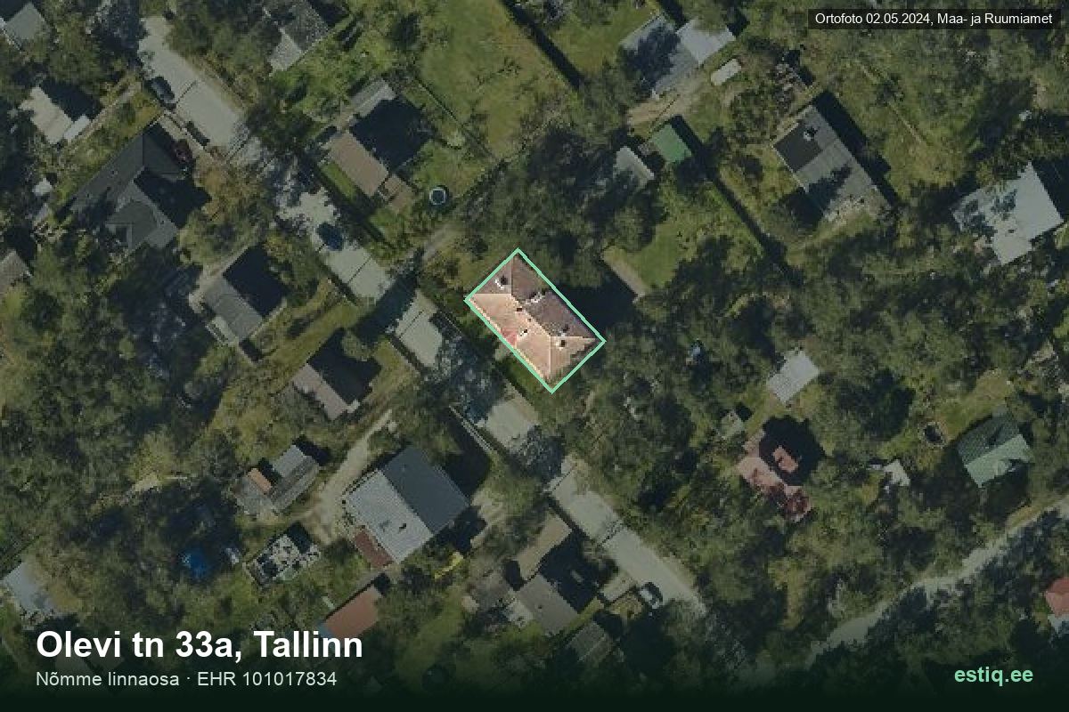 Olevi tänav 33a, Tallinn – hoone aerofoto, kontuur ehitisregistri (EHR) andmetest