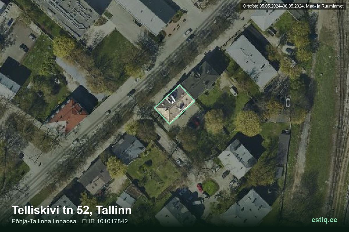 Telliskivi tänav 52, Tallinn – hoone aerofoto, kontuur ehitisregistri (EHR) andmetest