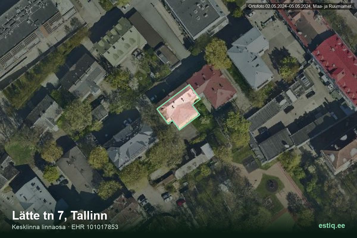 Lätte tänav 7, Tallinn – ilmakuva rakennuksesta, ääriviiva rakennusrekisteristä (EHR)