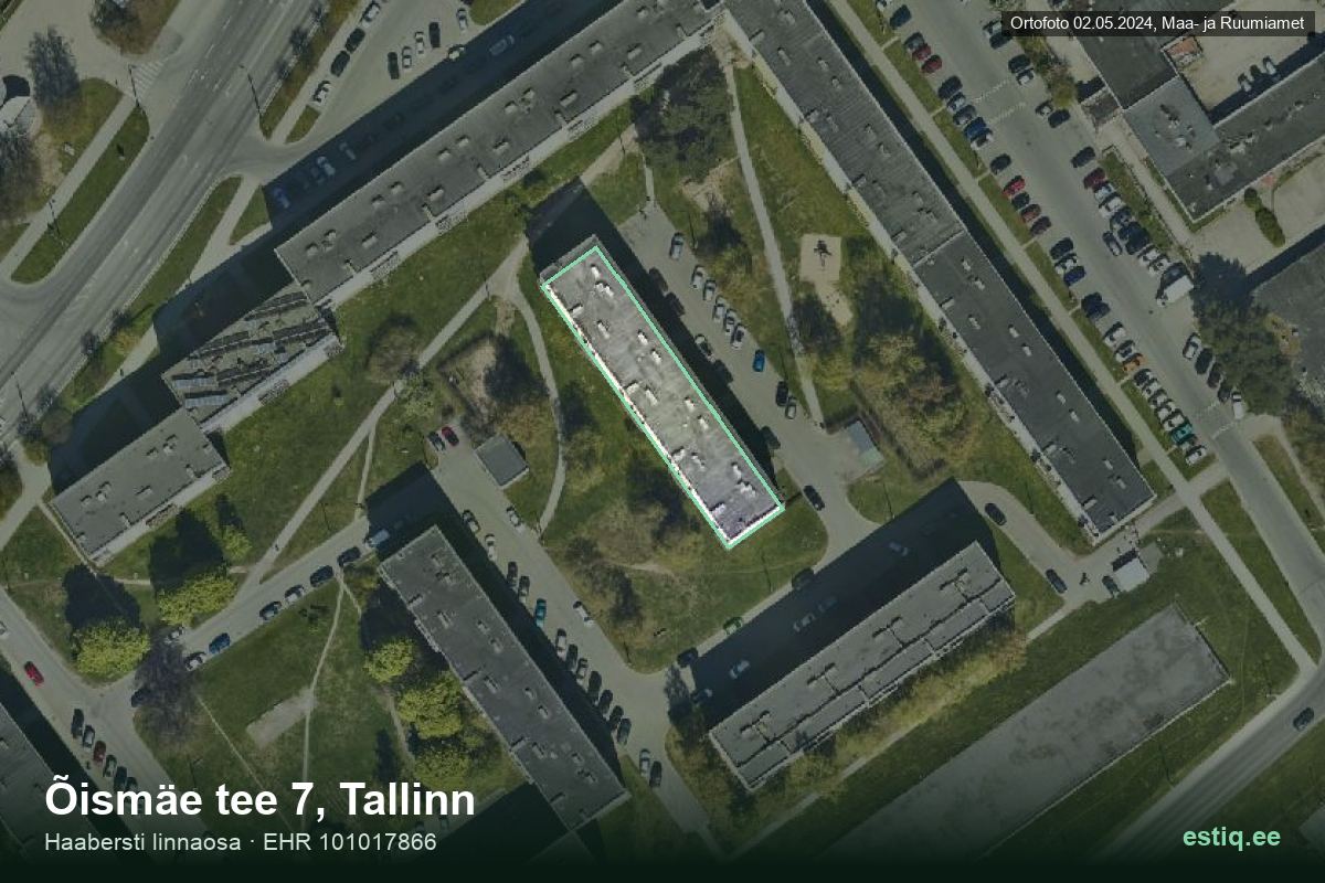 Õismäe tee 7, Tallinn – ilmakuva rakennuksesta, ääriviiva rakennusrekisteristä (EHR)