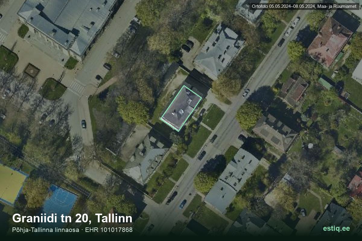 Graniidi tänav 20, Tallinn – ilmakuva rakennuksesta, ääriviiva rakennusrekisteristä (EHR)