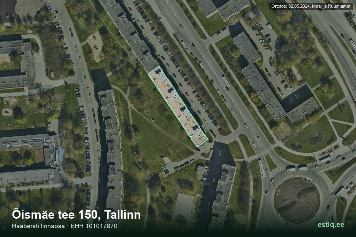 Õismäe tee 150, Tallinn – hoone aerofoto, kontuur ehitisregistri (EHR) andmetest