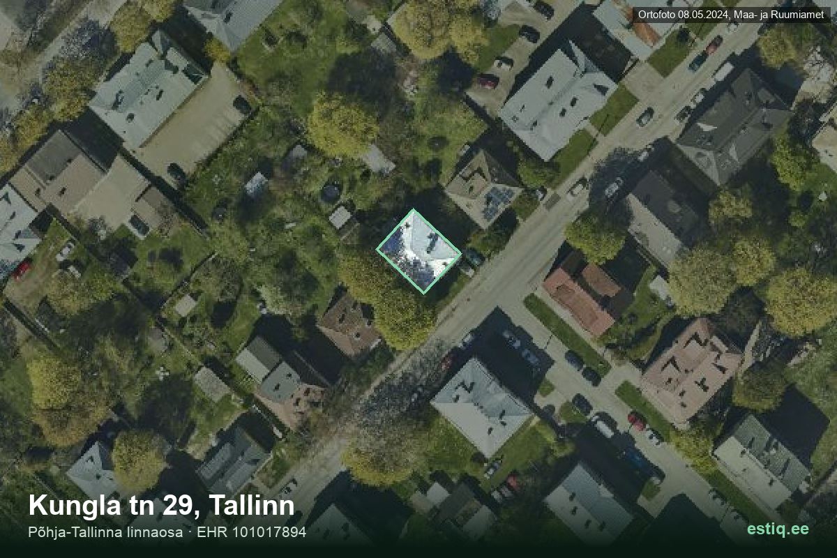 Kungla tänav 29, Tallinn – hoone aerofoto, kontuur ehitisregistri (EHR) andmetest