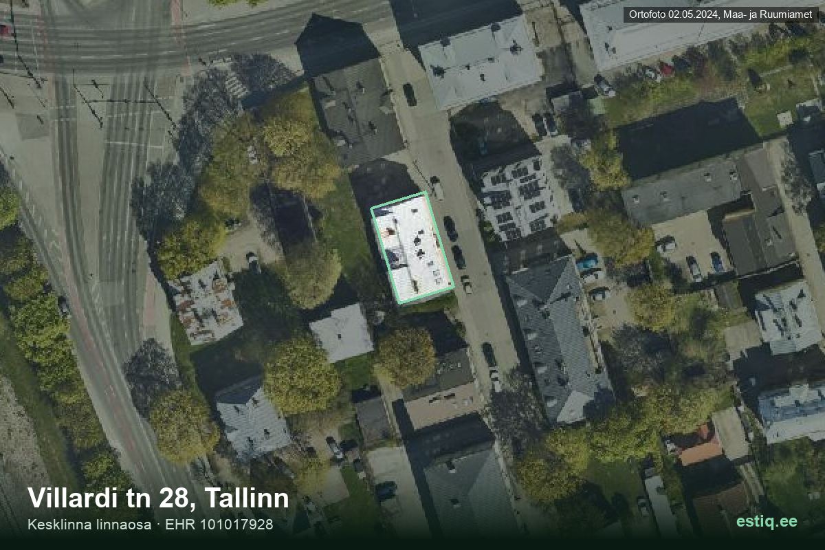 Villardi tänav 28, Tallinn – aerial photo of the building, outline from the Building Register (EHR)