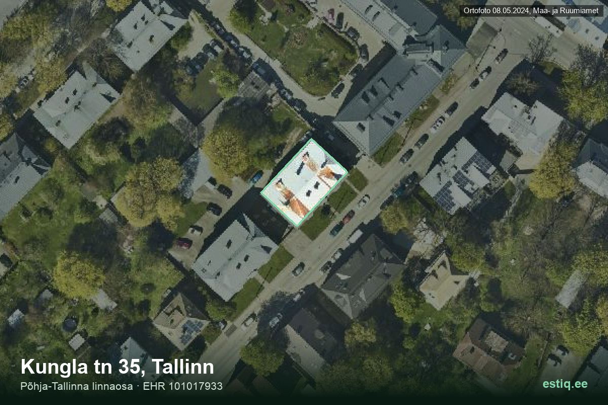 Kungla tänav 35, Tallinn – hoone aerofoto, kontuur ehitisregistri (EHR) andmetest