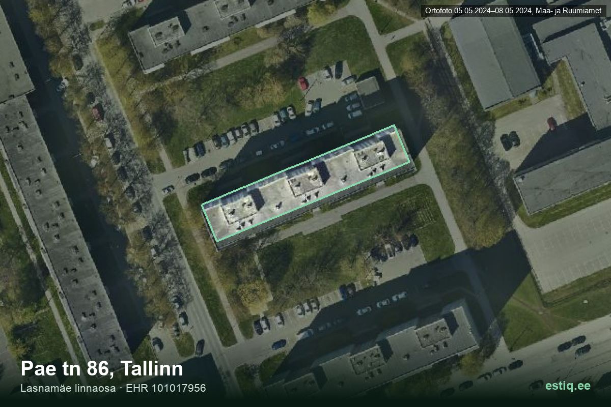 Pae tänav 86, Tallinn – aerial photo of the building, outline from the Building Register (EHR)