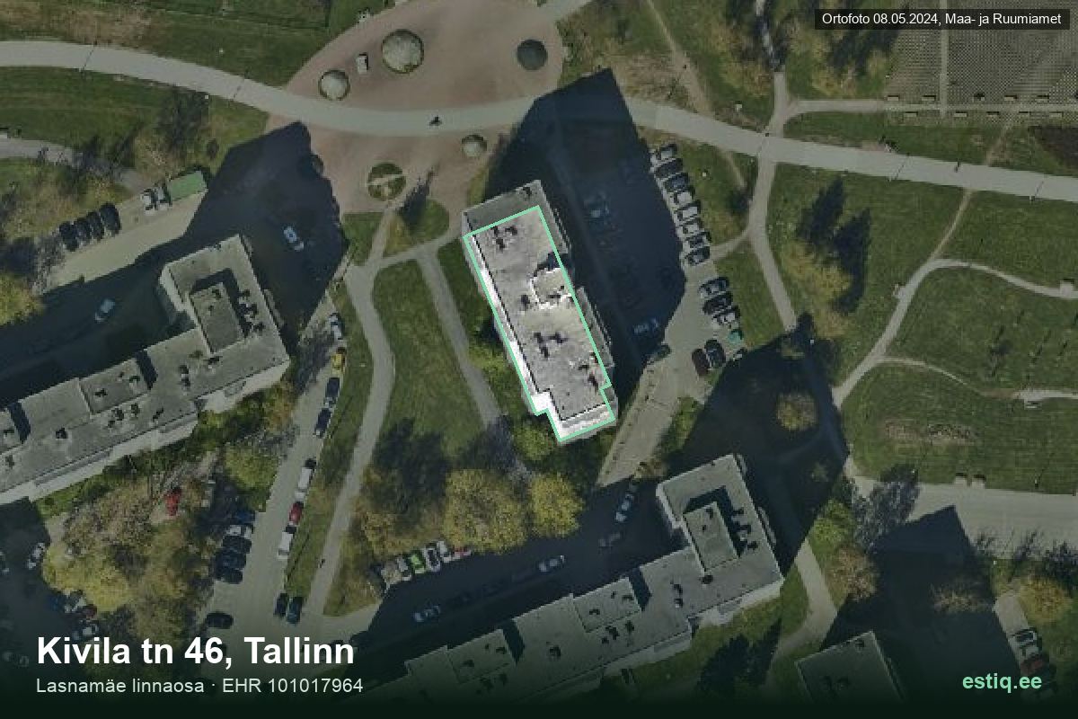 Kivila tänav 46, Tallinn – hoone aerofoto, kontuur ehitisregistri (EHR) andmetest