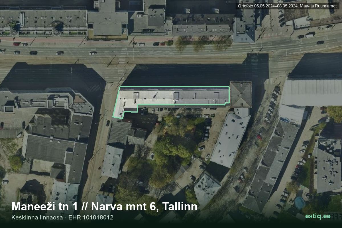 Maneeži tänav 1, Tallinn – aerial photo of the building, outline from the Building Register (EHR)