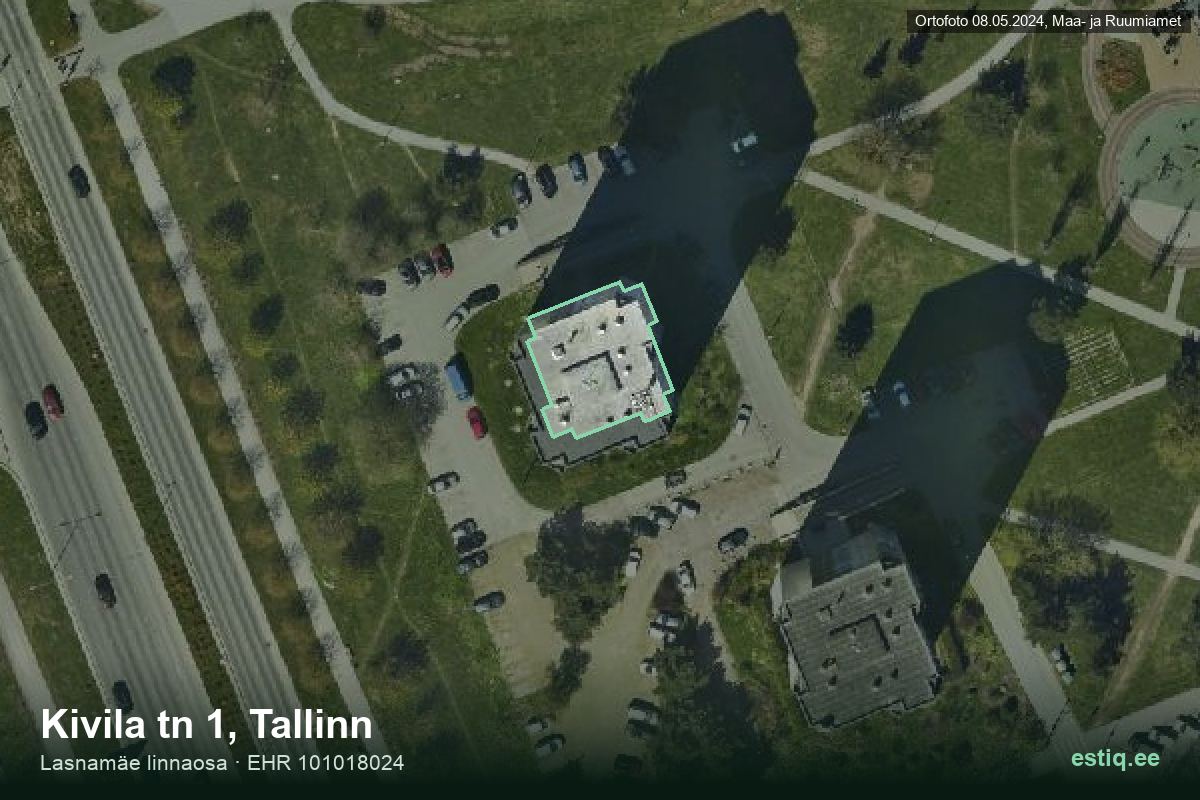 Kivila tänav 1, Tallinn – hoone aerofoto, kontuur ehitisregistri (EHR) andmetest