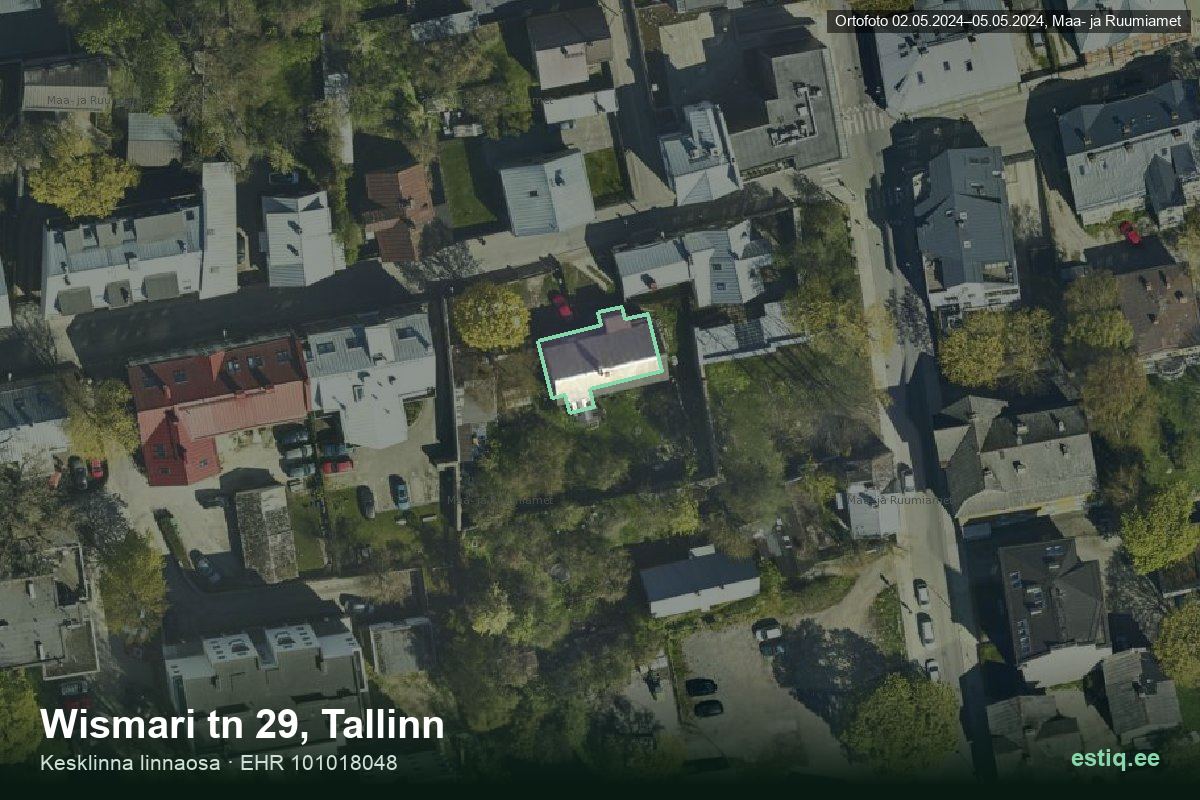 Wismari tänav 29, Tallinn – ilmakuva rakennuksesta, ääriviiva rakennusrekisteristä (EHR)