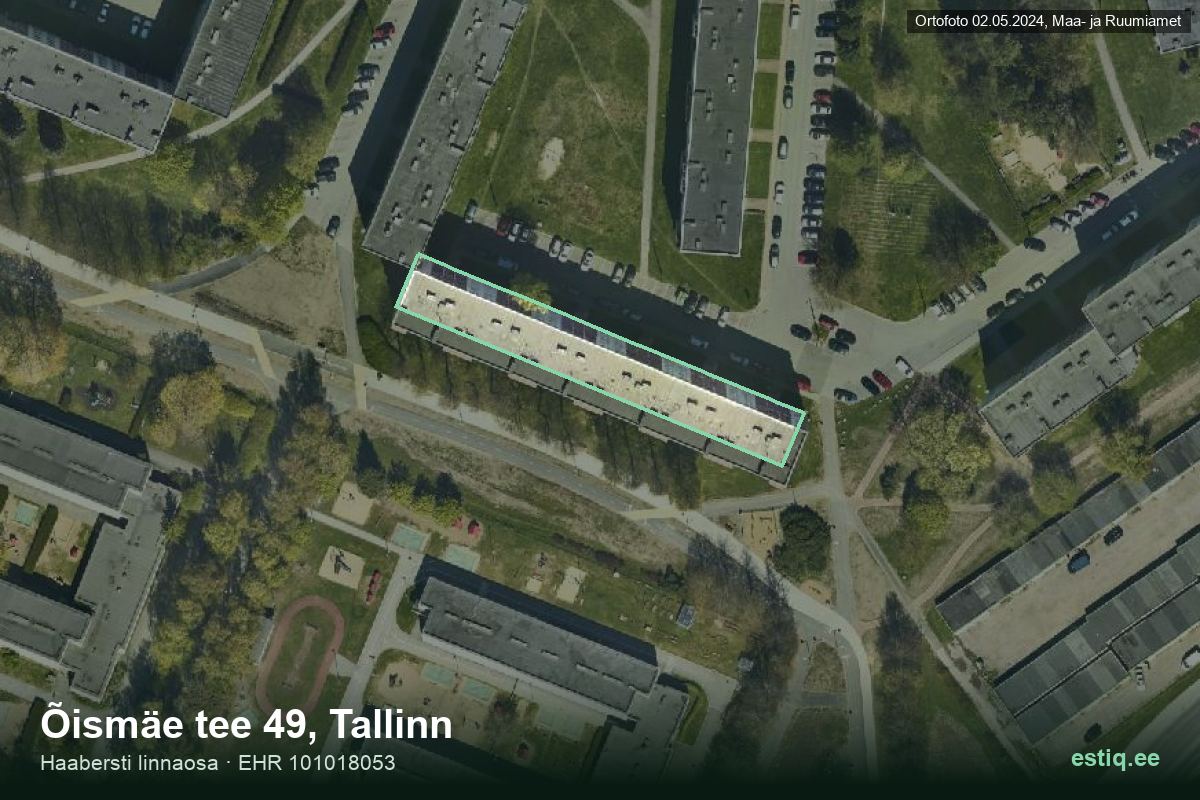 Õismäe tee 49, Tallinn – hoone aerofoto, kontuur ehitisregistri (EHR) andmetest