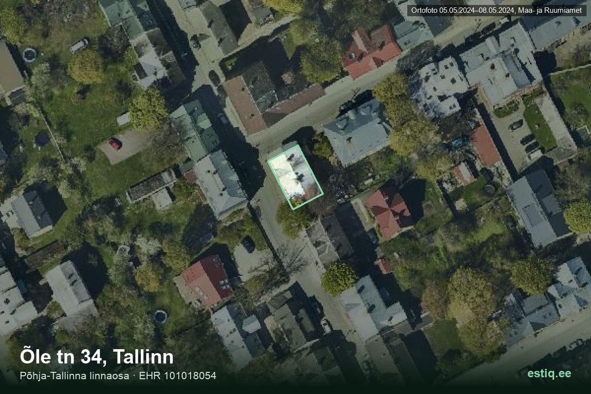 Õle tänav 34, Tallinn – hoone aerofoto, kontuur ehitisregistri (EHR) andmetest