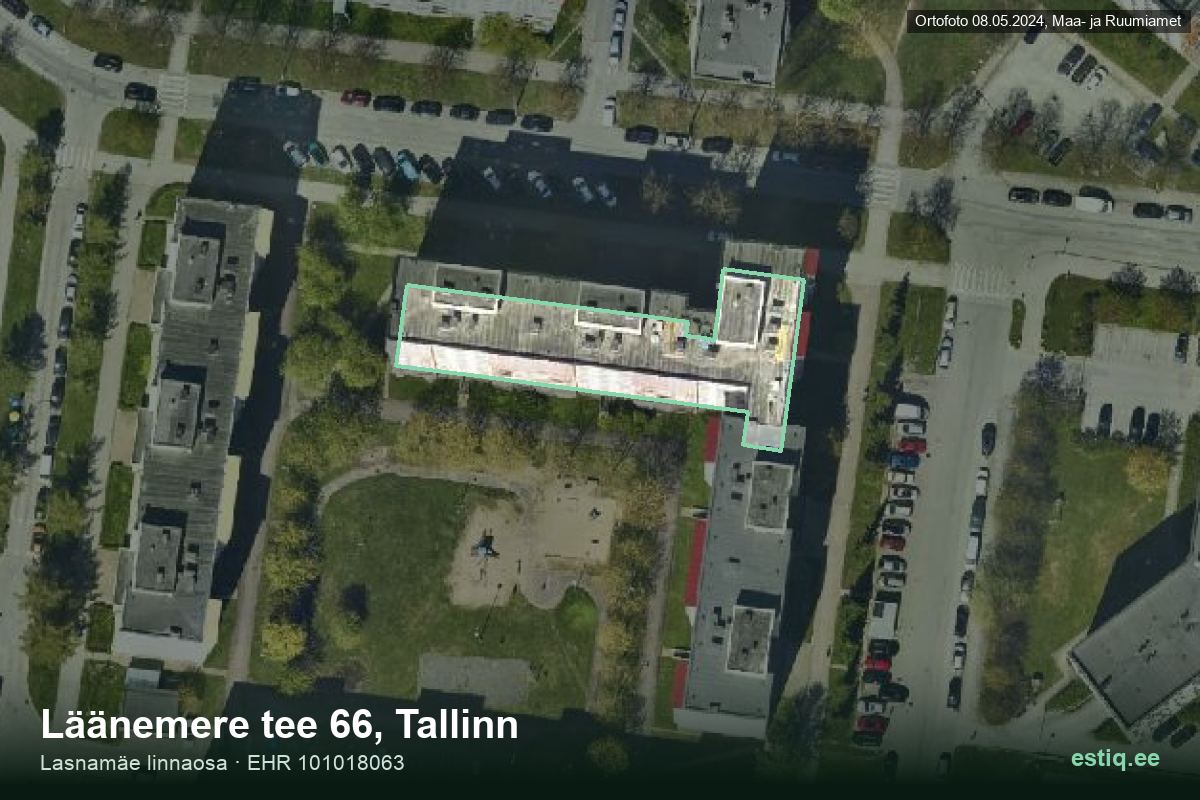 Läänemere tee 66, Tallinn – hoone aerofoto, kontuur ehitisregistri (EHR) andmetest