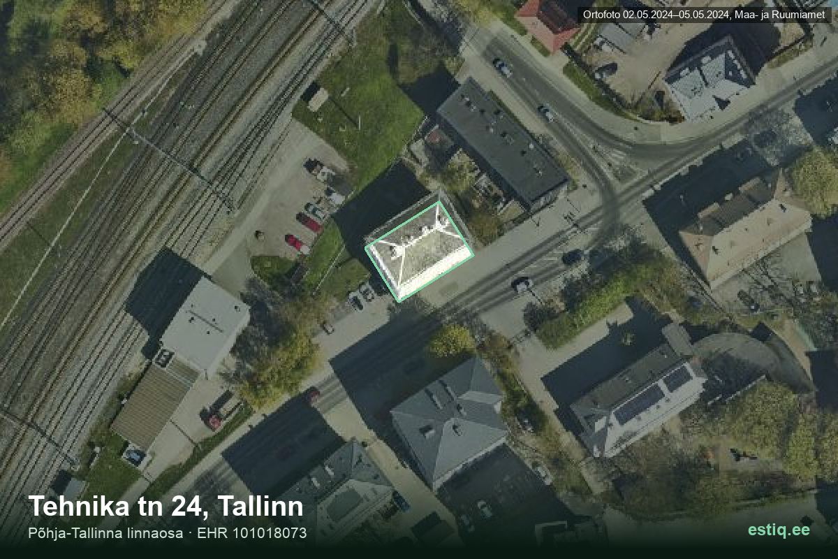 Tehnika tänav 24, Tallinn – hoone aerofoto, kontuur ehitisregistri (EHR) andmetest