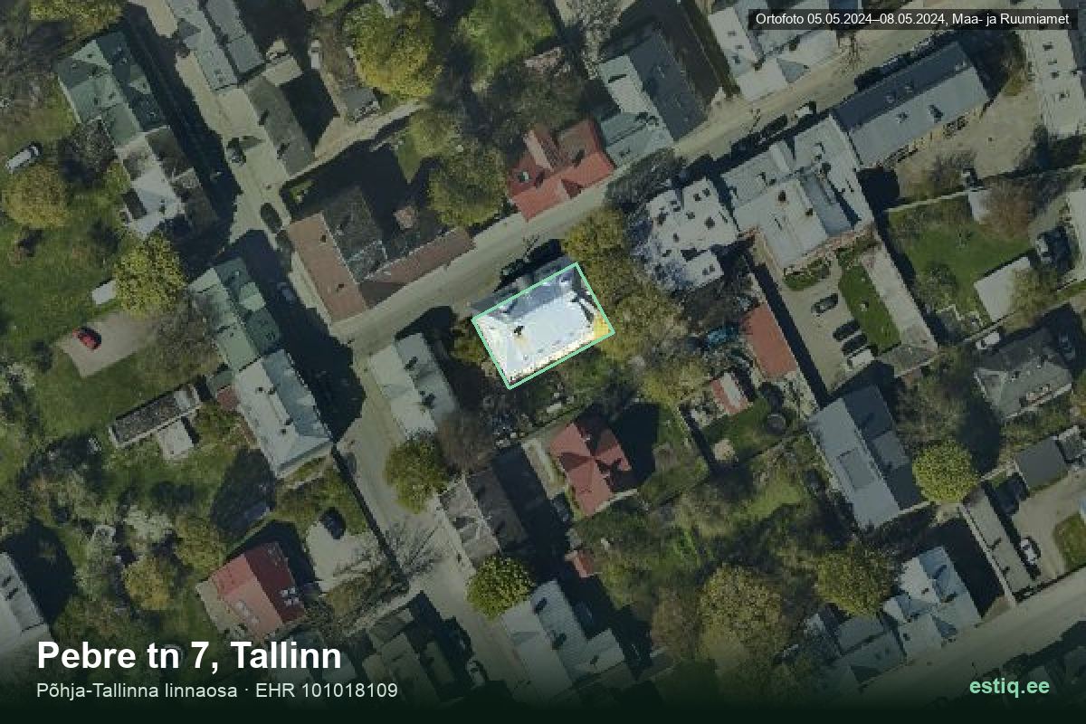 Pebre tänav 7, Tallinn – aerial photo of the building, outline from the Building Register (EHR)
