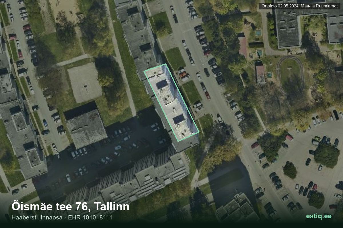 Õismäe tee 76, Tallinn – ilmakuva rakennuksesta, ääriviiva rakennusrekisteristä (EHR)