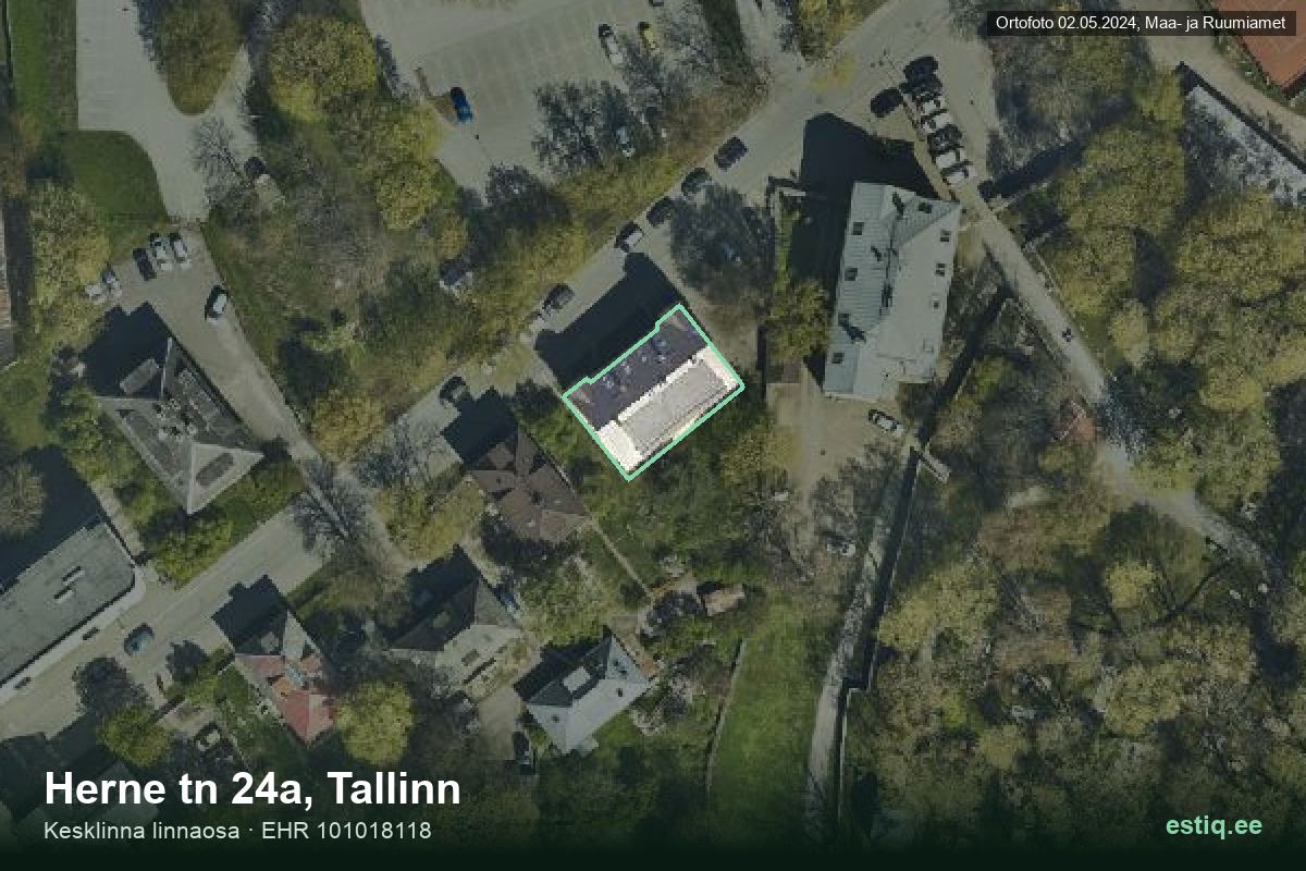 Herne tänav 24a, Tallinn – hoone aerofoto, kontuur ehitisregistri (EHR) andmetest