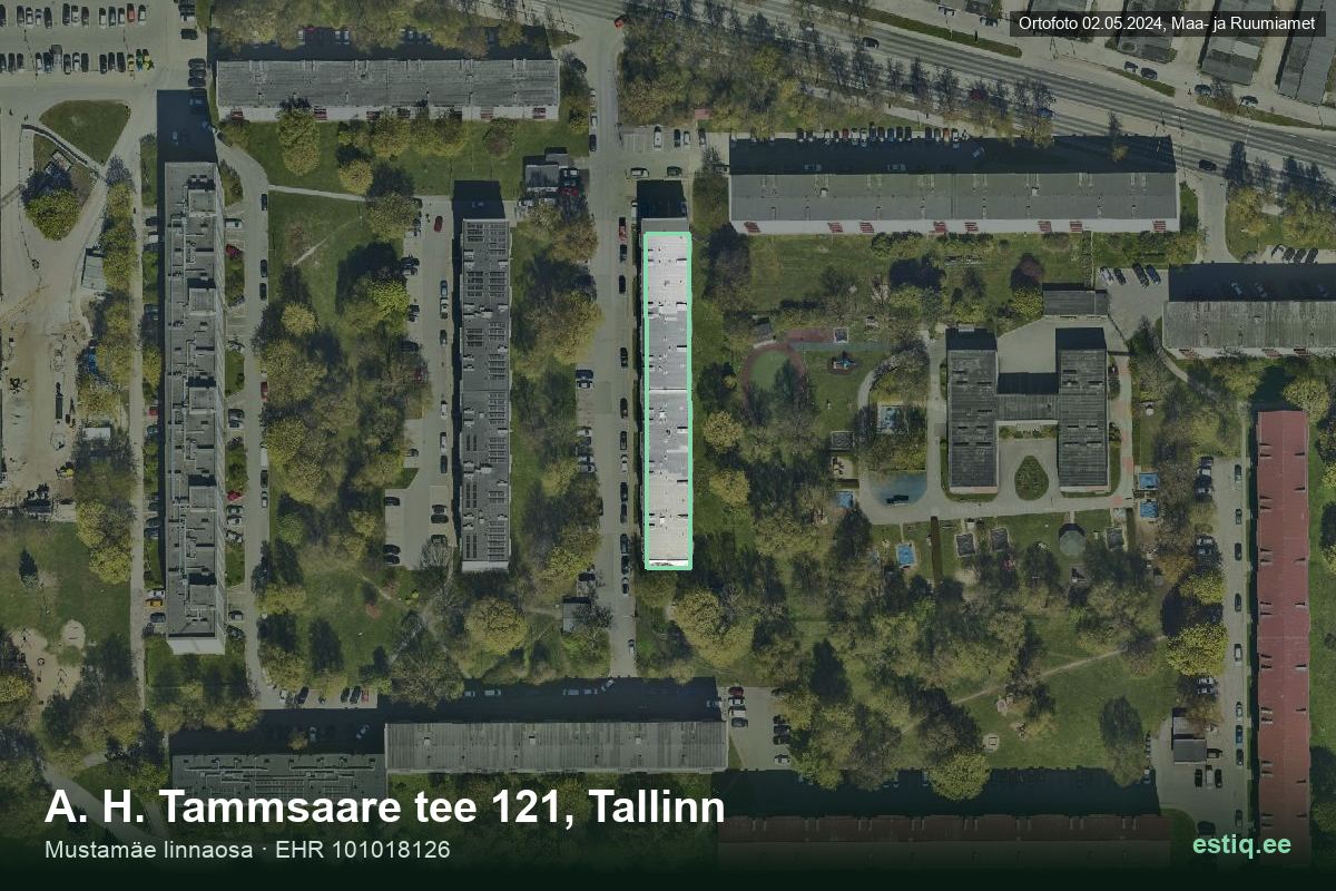 A. H. Tammsaare tee 121, Tallinn – hoone aerofoto, kontuur ehitisregistri (EHR) andmetest