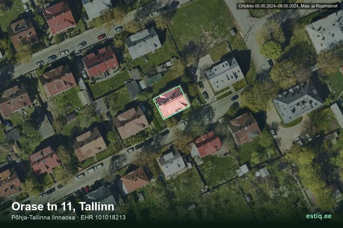 Orase tänav 11, Tallinn – ilmakuva rakennuksesta, ääriviiva rakennusrekisteristä (EHR)