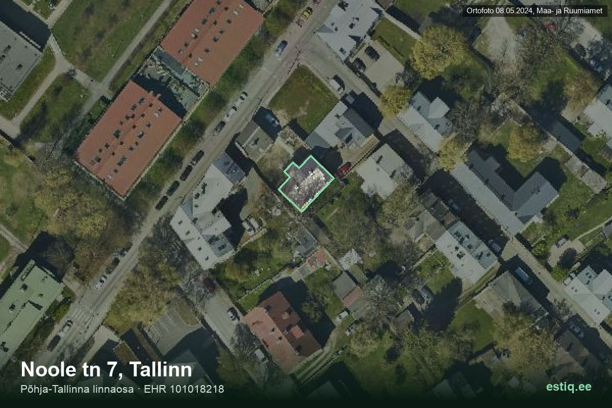 Noole tänav 7, Tallinn – ilmakuva rakennuksesta, ääriviiva rakennusrekisteristä (EHR)