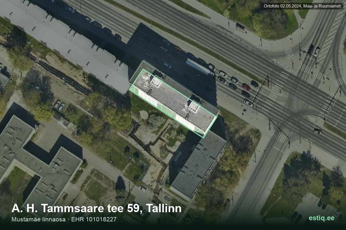 A. H. Tammsaare tee 59, Tallinn – hoone aerofoto, kontuur ehitisregistri (EHR) andmetest