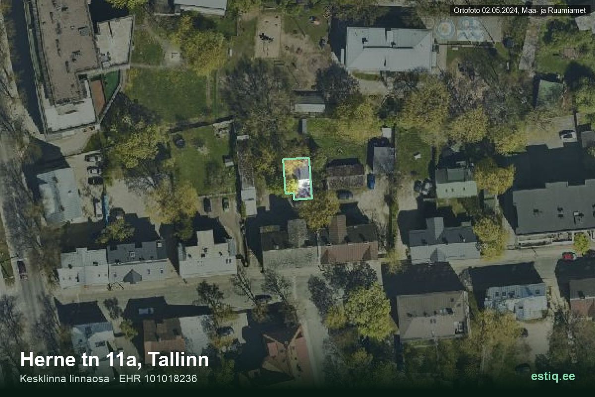 Herne tänav 11a, Tallinn – aerial photo of the building, outline from the Building Register (EHR)
