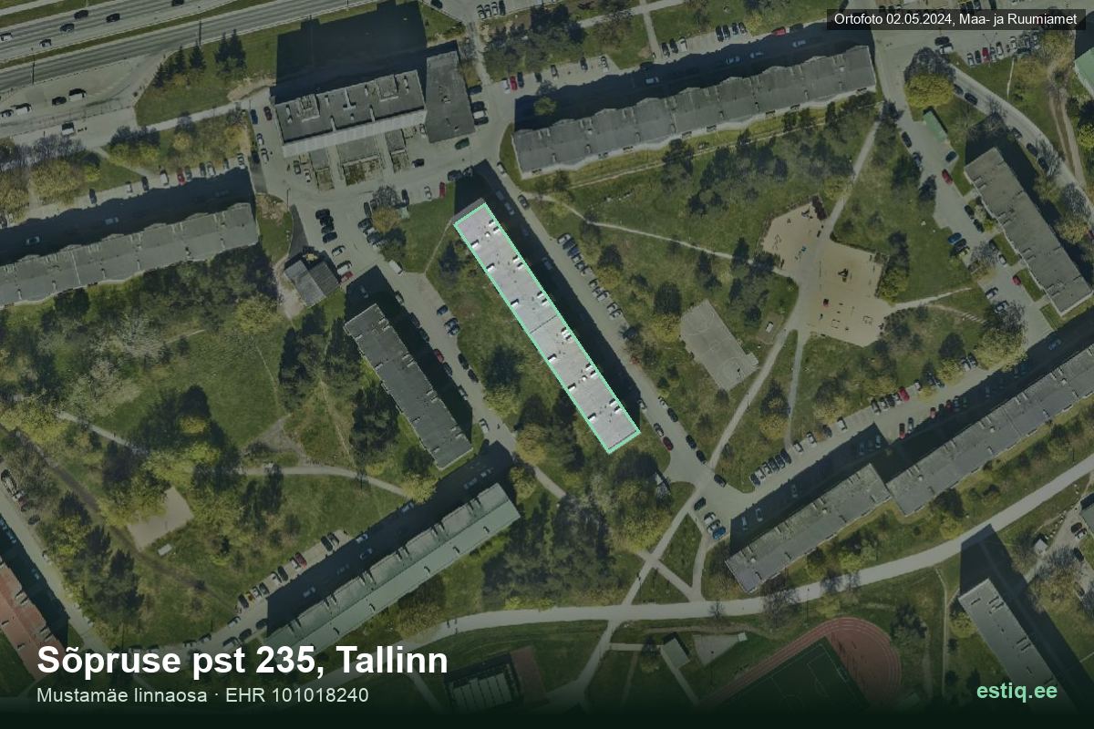 Sõpruse pst 235, Tallinn – aerial photo of the building, outline from the Building Register (EHR)