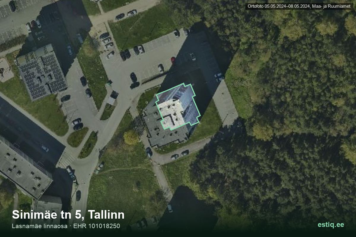 Sinimäe tänav 5, Tallinn – aerial photo of the building, outline from the Building Register (EHR)