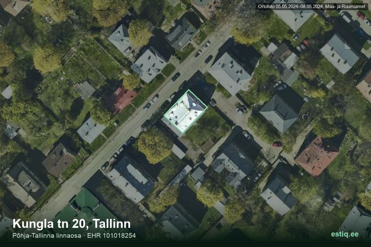 Kungla tänav 20, Tallinn – hoone aerofoto, kontuur ehitisregistri (EHR) andmetest