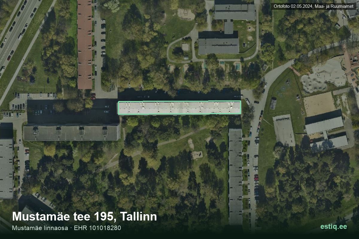 Mustamäe tee 195, Tallinn – aerial photo of the building, outline from the Building Register (EHR)