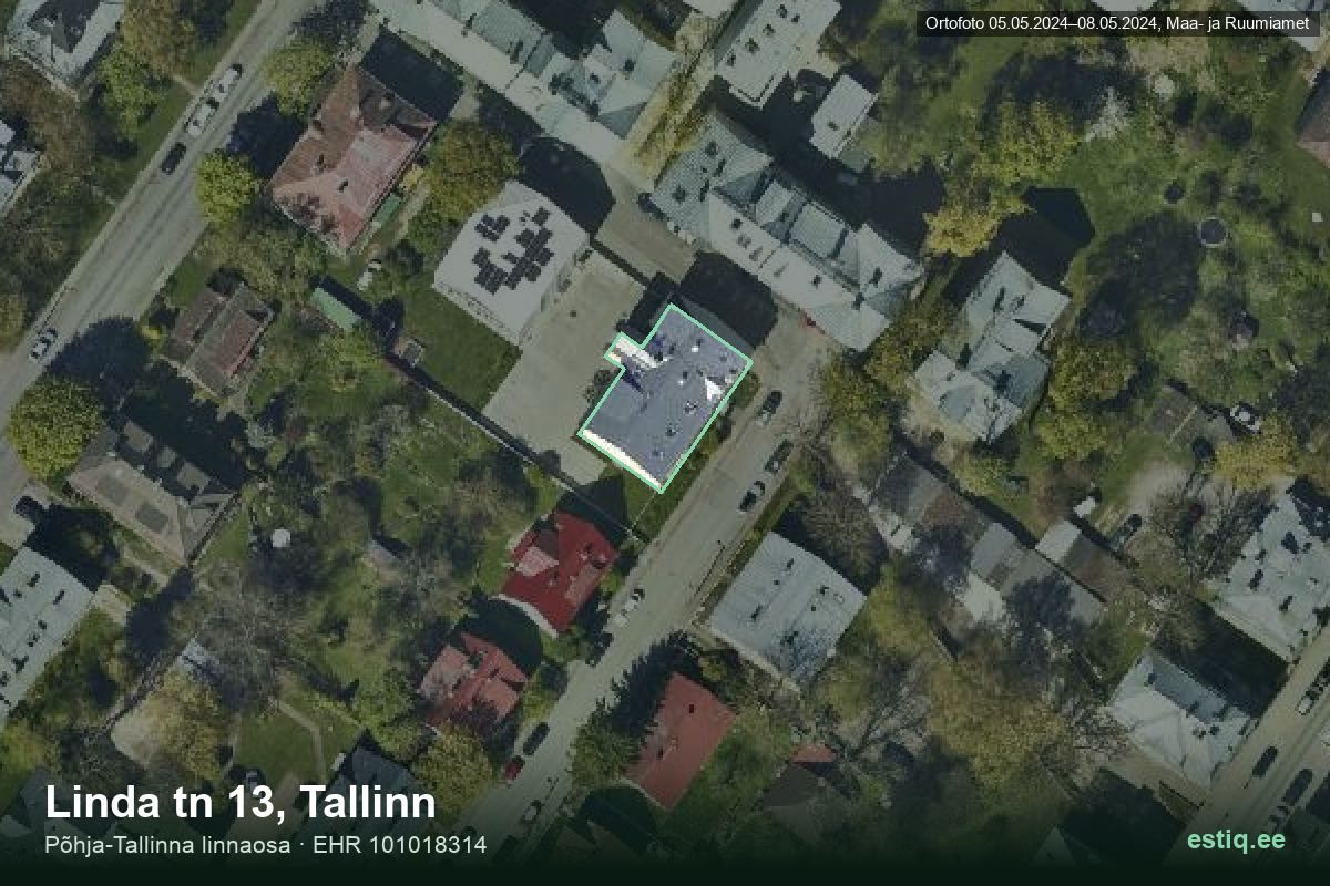 Linda tänav 13, Tallinn – aerial photo of the building, outline from the Building Register (EHR)