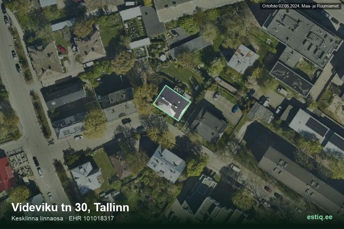 Videviku tänav 30, Tallinn – аэрофото дома, контур по данным регистра строений (EHR)