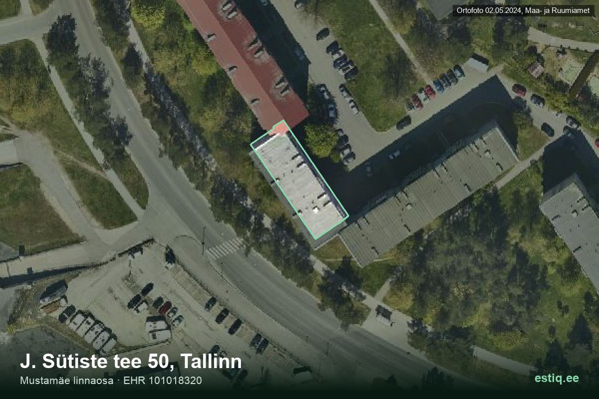 J. Sütiste tee 50, Tallinn – hoone aerofoto, kontuur ehitisregistri (EHR) andmetest