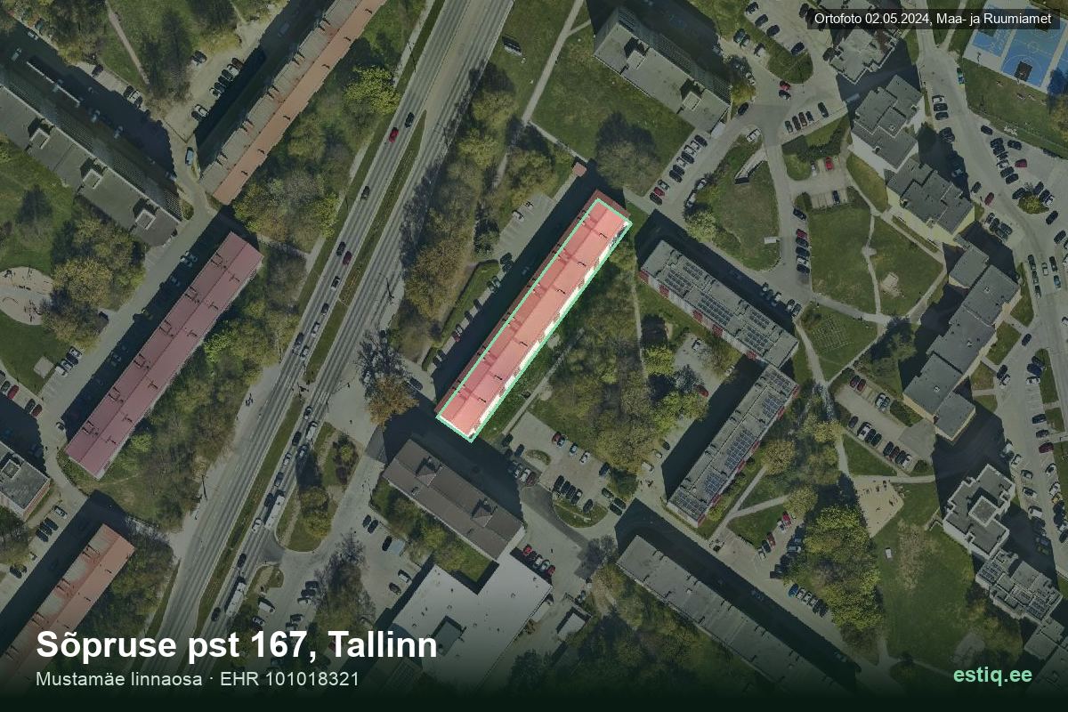 Sõpruse pst 167, Tallinn – hoone aerofoto, kontuur ehitisregistri (EHR) andmetest