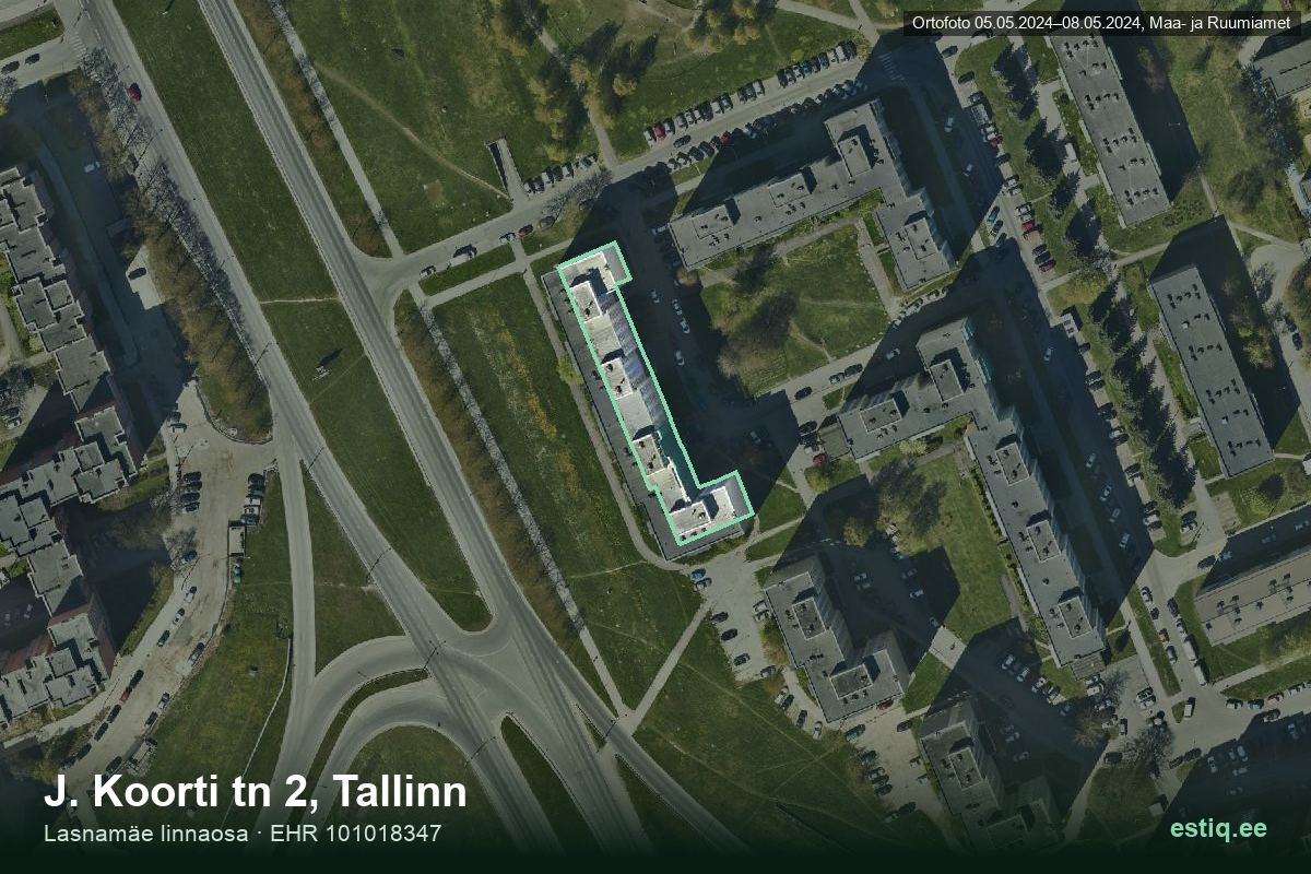 J. Koorti tänav 2, Tallinn – aerial photo of the building, outline from the Building Register (EHR)