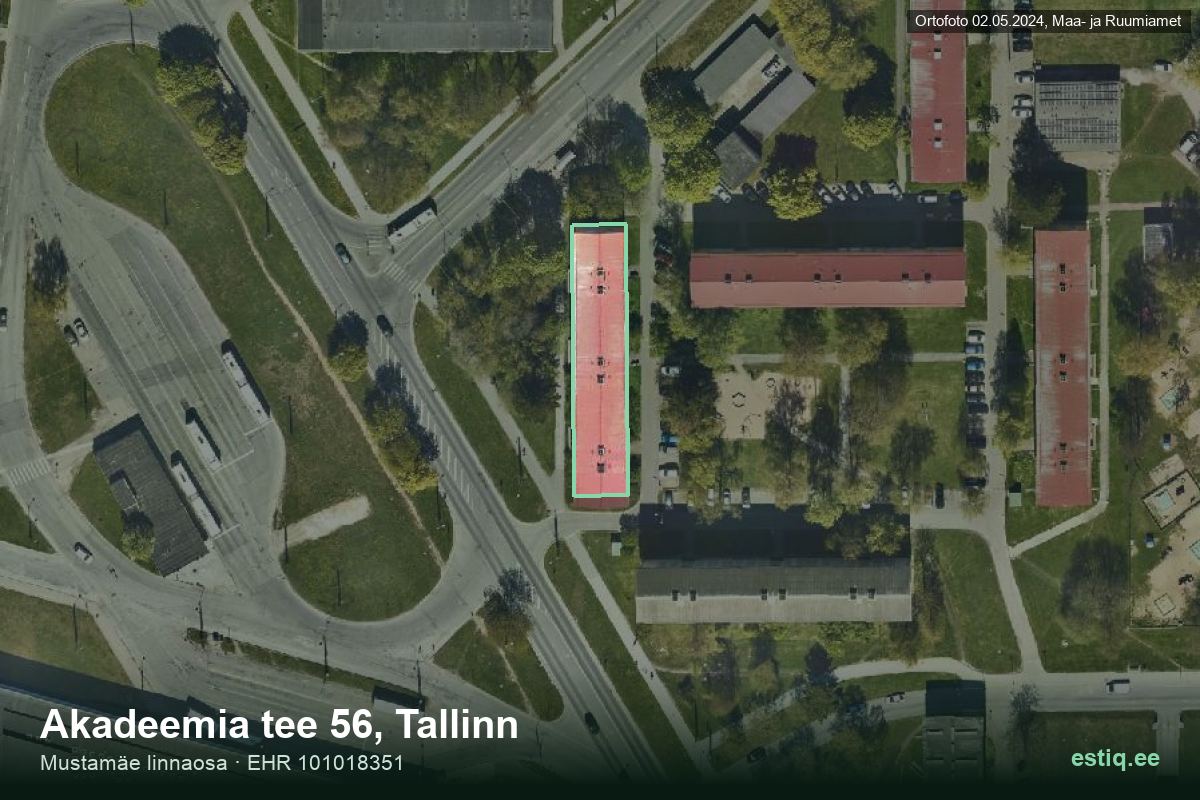 Akadeemia tee 56, Tallinn – hoone aerofoto, kontuur ehitisregistri (EHR) andmetest